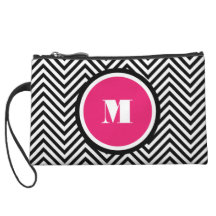 Girly monogram pink black wristlets
