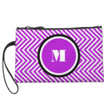 Girly monogram purple black wristlet