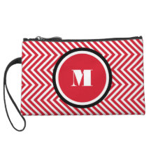 Girly monogram red black wristlet clutches