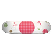 Girly Pink And Sage Green Circle Abstract Skate Board Deck