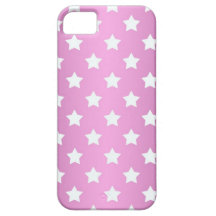 Girly Pink and White Stars Pattern iPhone 5 Covers