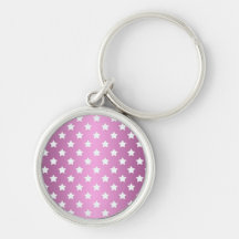 Girly Pink and White Stars Pattern Key Chain