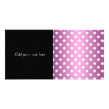 Girly Pink and White Stars Pattern Custom Photo Card