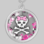 Girly Pink Bow Skull necklaces