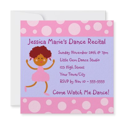 Girly Pink Bubbles Dance Recital Personalized Invite by BeauBoutique
