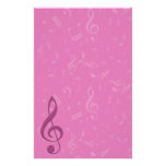 Girly Pink Clef and Musical Notes Personalized Stationery