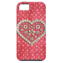 Girly Pink Floral Heart on Polka Dots iPhone 5 Cases