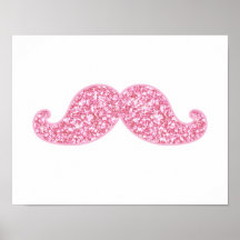 GIRLY PINK GLITTER MUSTACHE PRINTED