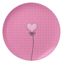 Girly Pink Heart Balloon Party Plates