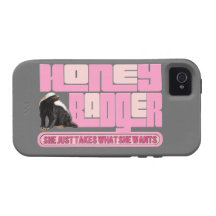 Girly PINK  Honey Badger - Takes What SHE wants iPhone 4/4S Covers