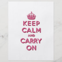 Girly Pink Keep Calm and Carry On Personalized Flyer