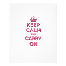 Girly Pink Keep Calm and Carry On Custom Announcements