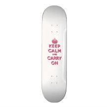 Girly Pink Keep Calm and Carry On Custom Skateboard