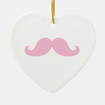 Girly Pink Mustache Christmas Ornament