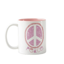Girly Pink Peace Sign Mugs