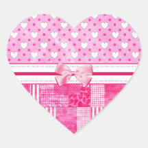 Girly Pink Scrapbook Style Heart Sticker
