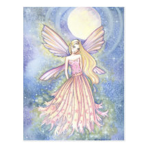 Girly PInk Star Fairy Art by Molly Harrison Postcard