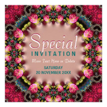 Girly Pink & Teal Roses Special Party  Invitation