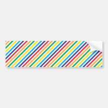 Girly Pretty Colourful Rainbow Diagonal Stripes Bumper Stickers