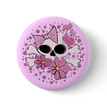 Girly Punk Skull Pinback Buttons