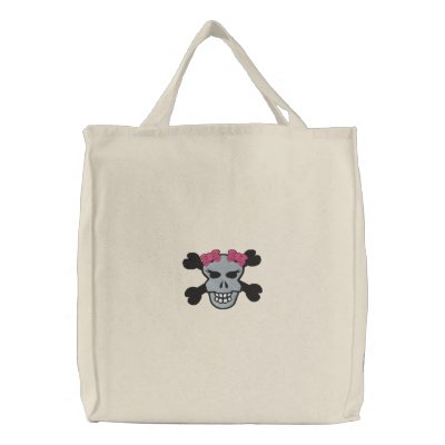 Girly Punk Skull & Crossbones Design Tote Bag by mrssocolov4