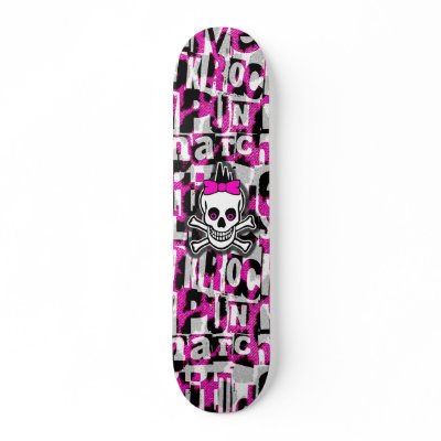 Girly Punk Skull Skateboard by Artamatik