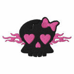 Girly Punk Skull with Hot Pink Flames Shirt embroidered shirts