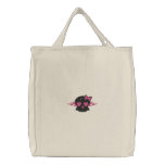 Girly Punk Skull with Hot Pink Flames Tote Bag embroidered bags