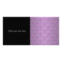 Girly Purple Lavender Damask Photo Card Template
