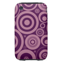 Girly Purple Retro Circles Pattern iPhone 3 Tough Cases