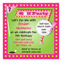 Girly Retro Miniature Golf Party Invitation