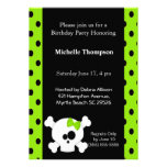 Girly Skull Green Birthday Invitations