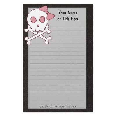 Girly Skull Stationery by Customizables