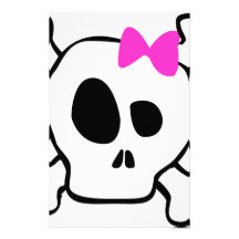 Girly skull stationery paper