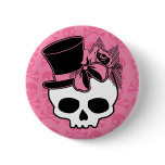 Girly Skull with Hat and Pink Bow