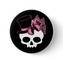 Girly Skull with Hat and Pink Bow