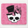 Girly Skull with Hat and Pink Bow Mouse Pad