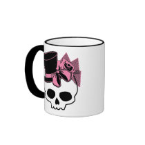 Girly Skull with Hat and Pink Bow Mug