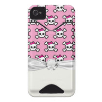 girly skulls and crossbones punk pattern id iphone 4 cover