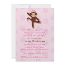 Girly Sock Monkey Custom Baby Shower Invitations