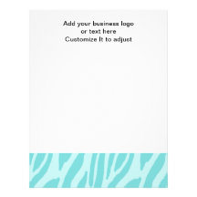 GIRLY TEAL GLITTER MUSTACHE ZEBRA STRIPES LETTERHEAD DESIGN
