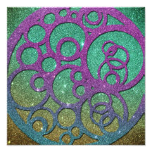 Girly Trendy Faux Glitter Circles Photographic Print