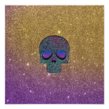 Girly Trendy Faux Glitter Skull Photo