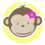 Girly Yellow Monkey Stickers
