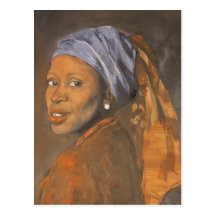 Gitrl with a pearl earing revisited postcards