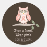 Give A Hoot Pink Ribbon Owl Stickers
