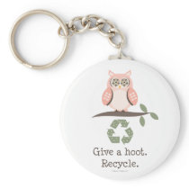 Give A Hoot Recycle Keychain