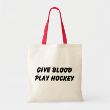 Give Blood Play Hockey Tote Bags