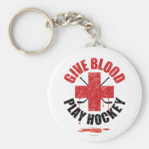 Give Blood Play Hockey v1 Keychains