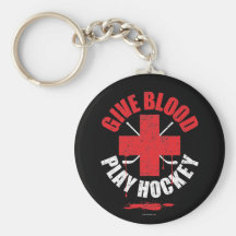 Give Blood Play Hockey v1 Keychains